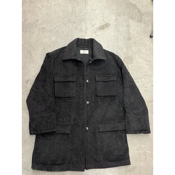 Vtg Wool Blend Overshirt JAX MADE IN CANADA Black Unisex Sz 8 Detailed Buttons - Picture 2 of 10